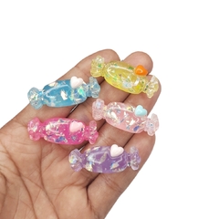 APLIQUES BALA TRANSLUCIDA HOLOGRÁFICA - RESINA (6 unidades cores mistas) - comprar online