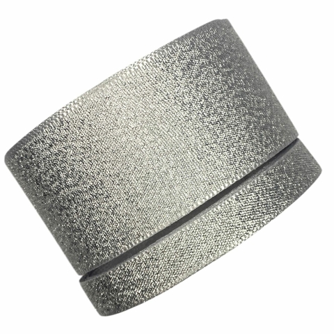 Kit fita cetim lurex sinimbu 10/38mm - prata (2 tamanhos) - 2 mts de cada