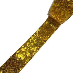 Fita importada paetê lantejoulas 38mm (metro) - Dourado