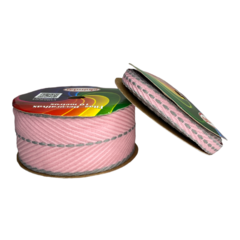 Fita sinimbu pespontada - rosa e cinza (rolo 10 mts)