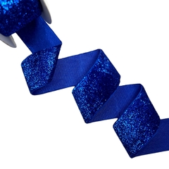 FITA VELUDO COM GLITTER LUREX 38MM (metro) - Azul royal