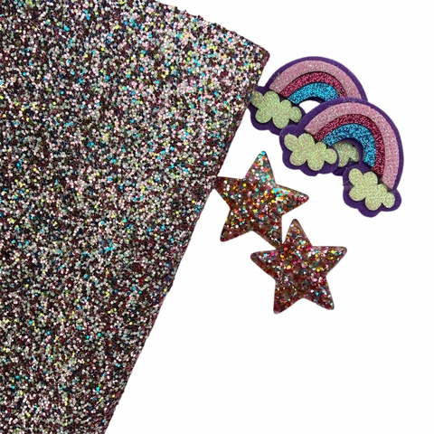 Kit 1 lonita glitter flocado + 4 apliques