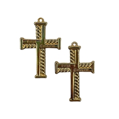 PINGENTE CRUCIFIXO (FORÇA E CORAGEM) M - METAL DOURADO (2 unidades)