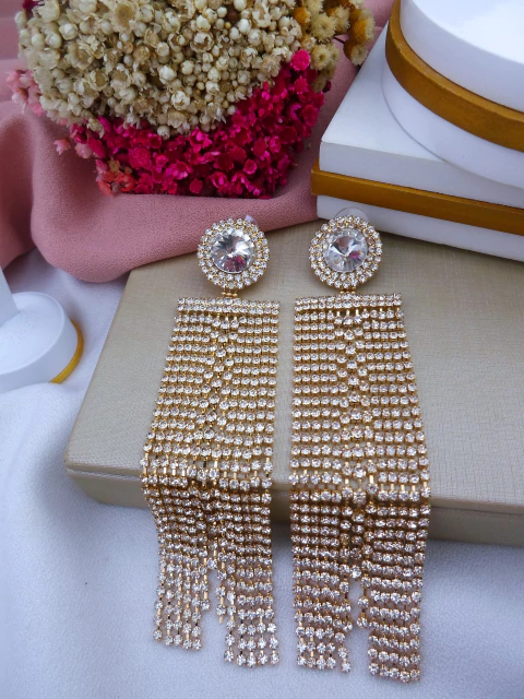 Brinco Bijuteria Maxi Linha Festa Dourado #B0104654 - comprar online