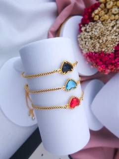 Pulseira Folheada Dourada Coração Regulável (CADA - SELECIONE A COR DESEJADA) #PF0401878