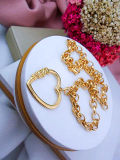 Colar Folheado Dourado Coração Mãe #CF0601993 - comprar online