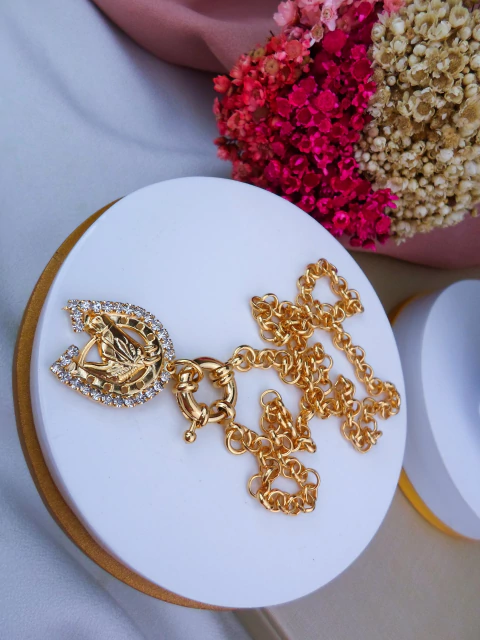 Colar Folheado Dourado Country Cavalo Fecho Bóia #CF0602501 - comprar online