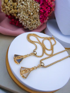 Colar Folheado Dourado Nossa Senhora Aparecida Duplo (CADA LADO DE UMA COR) - 1 UNIDADE #CF0603225