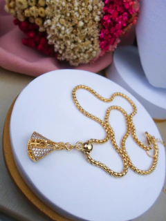 Colar Folheado Dourado Nossa Senhora Aparecida Duplo (CADA LADO DE UMA COR) - 1 UNIDADE #CF0603225 na internet