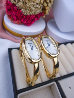 Relógio Aço Inoxidável Bracelete Dourado Fundo Dourado (CADA) #PB0302848