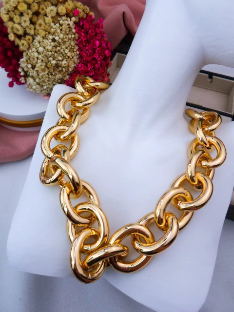 Colar Bijuteria Dourado Maxi Corrente #C0501880 - comprar online