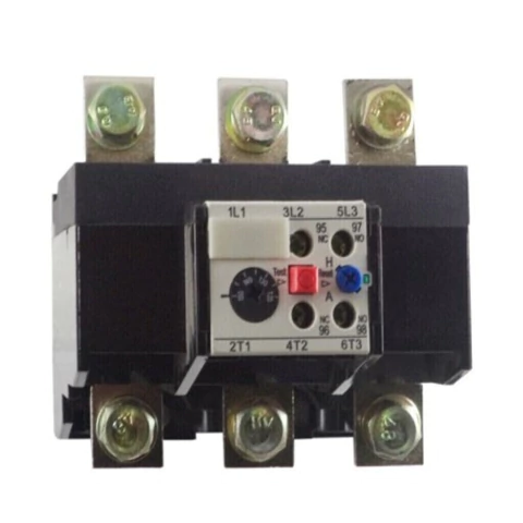 Relé térmico de sobrecarga BHS JRS2-135/Z, tipo 3UA60, com terminais de conexão e painel de controle visível.