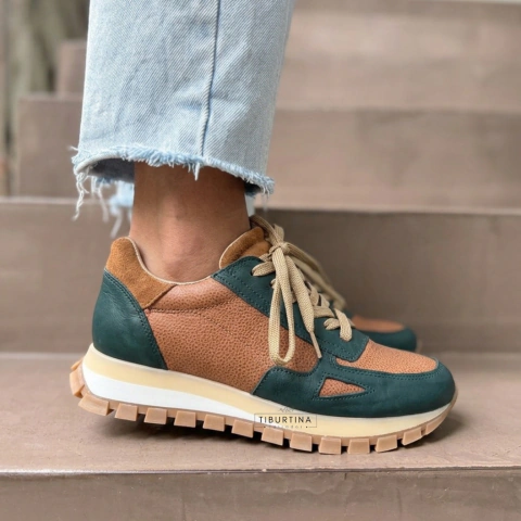 Olivia Verde y Suela· Zapatilla de Cuero Flotter