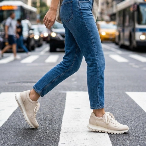 Olivia Natural · Zapatilla de cuero