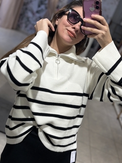 Sweater Rayado Cierre - comprar online