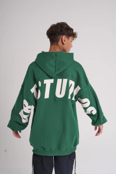 1164/ BUZO FRISADO UNISEX CON CAPUCHA ART STUDIO VERDE en internet