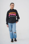 BUZO RUSTICO ESTAMPADO CON CAPUCHA NEGRO