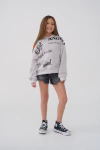 BUZO RUSTICO ESTAMPADO CON CAPUCHA GRIS CLARO