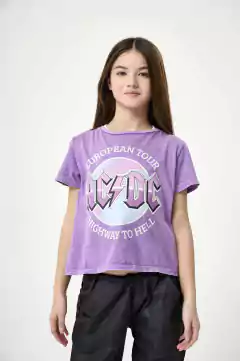 REMERA LAVADA ACDC LILA - comprar online