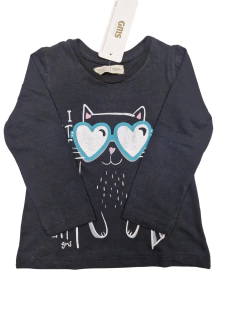 REMERA MANGA LARGA GATO CON LENTES - comprar online