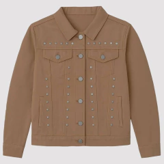 CAMPERA GABARDINA CON TACHAS CAMEL - comprar online