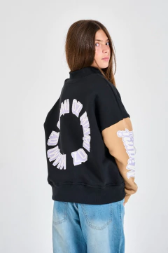 CAMPERA UNIVERISTARIA GENOVEVA NEGRO CON VIOLETA - comprar online