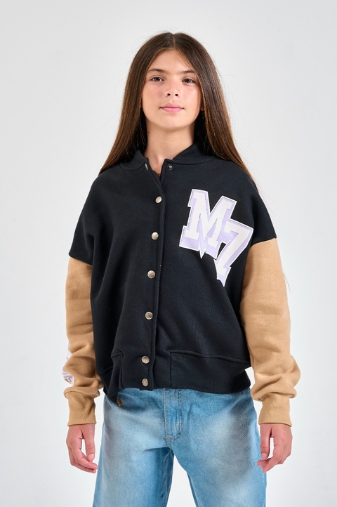 CAMPERA UNIVERISTARIA GENOVEVA NEGRO CON VIOLETA