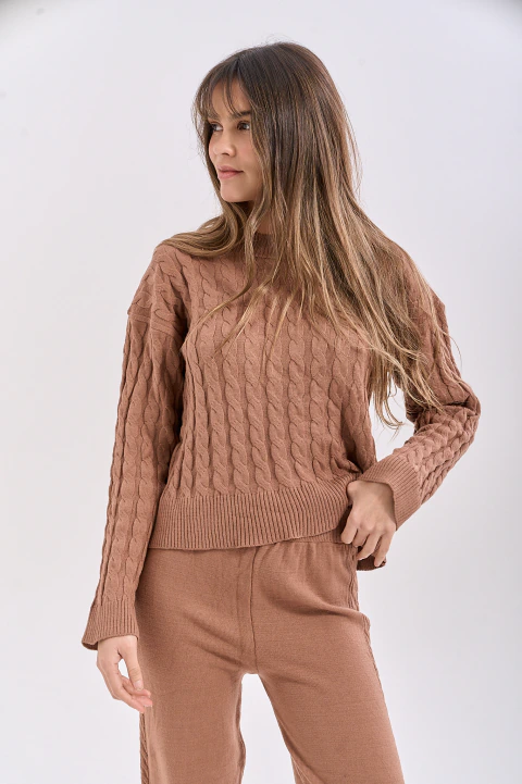 Sweater trenzas VASTERAS set tejido - ONE mujer