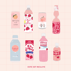 Kawaii drinks ♥ Set de stickers en internet