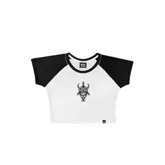 CROPPED BRUTAL KILL RAGLAN SILENCE - PRETO E BRANCO