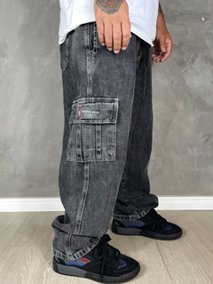 Imagem do CALÇA JEANS CARGO PRETA AGACE - MARMORIZADA BLACK