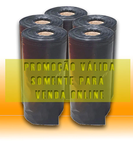 05 rolos Lona Plastica Preta 4mtx100mt 40micras