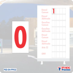 Placa ACM Numero 0 Para Painel Shell - Sem Iluminação - PP032 - PP43