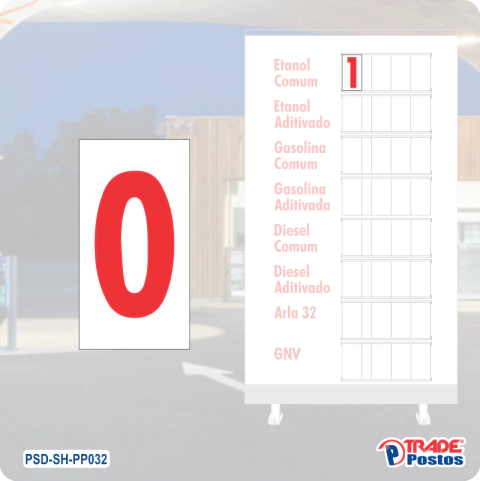 Placa ACM Numero 0 Para Painel Shell - Sem Iluminação - PP032 - PP43