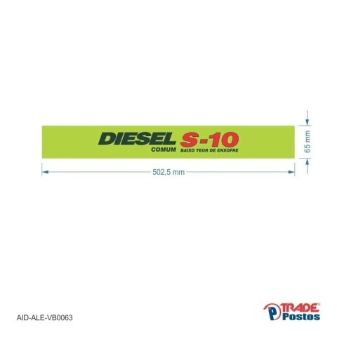 Adesivo Diesel S10 Comum / AID-AL-VB0063-65x502,5mm