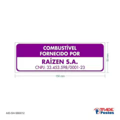 Adesivo Identificação do Fornecedor Raízen 33453598/0001-23 - AID-SH-SB0012
