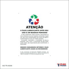Adesivo Destino correto do oleo / AID-TR-A0008