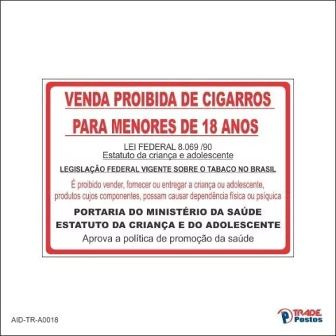 Adesivo Proibido Cigarros Para Menor / AID-TR-A0018