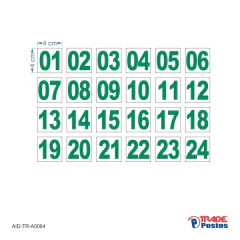 Adesivos números para bico 01 a 24 / AID-TR-A0057, AID-TR-A0059 e AID-TR-A0064 - 40x40mm na internet