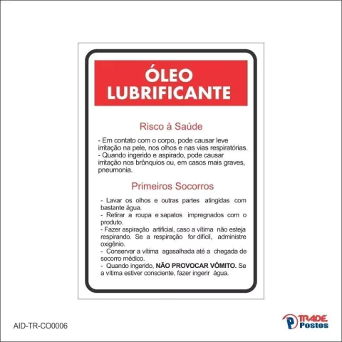 Adesivo Informação Óleo Lubrificante / AID-TR-CO0006