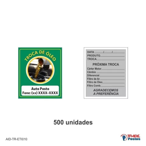 Etiqueta Adesiva Troca de Óleo / AID-TR-ETI010