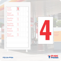 Placa Acrílica Vermelha Numero 4 Para Painel Shell - Com Iluminação - PP004