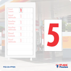 Placa Acrílica Vermelha Numero 5 Para Painel Shell - Com Iluminação - PP005