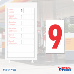 Placa Acrílica Vermelha Numero 9 Para Painel Shell - Com Iluminação - PP009