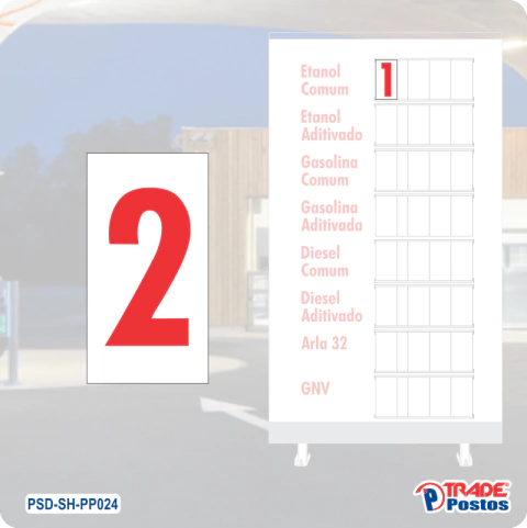 Placa ACM Numero 2 Para Painel Shell - Sem Iluminação - PP024 - PP035