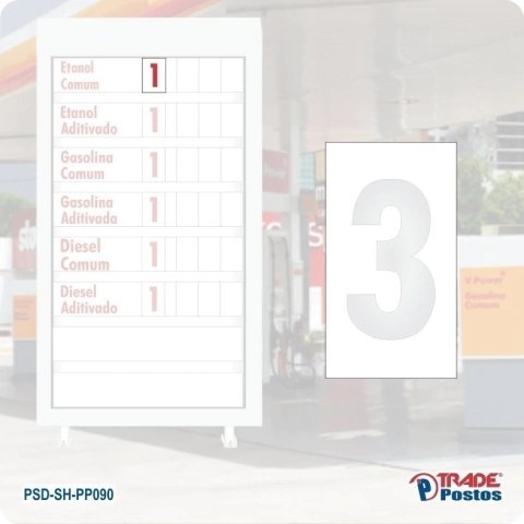 Placa Acrílica Transparente Numero 3 Para Painel Shell - Com Iluminação - PP065 - PP090