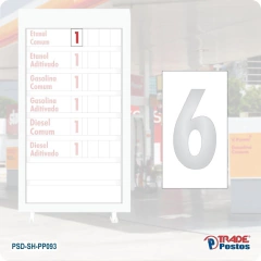 Placa Acrílica Transparente Numero 6 Para Painel Shell - Com Iluminação - PP068 - PP093