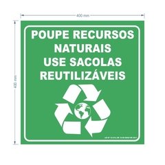 Placa Sacolas Reutilizaveis Verde / PSD-TR-PL0006 - comprar online