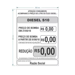 Placa Resolução ANP Preço Diesel S10 / PSD-TR-PL0011 - comprar online