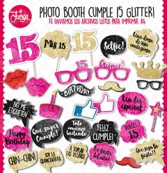 Photo Booth Cumple 15 Años Glitter Imprimible Props - comprar online